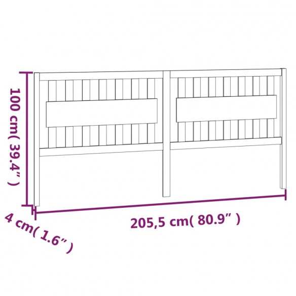 Tête de lit Marron miel 205,5x4x100 cm Bois massif de pin