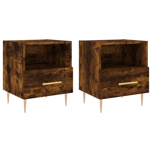 Tables de chevet 2pcs chêne fumé 40x35x47,5cm bois d’ingénierie