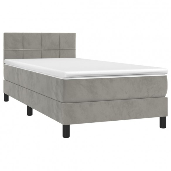 Cadre de lit et matelas Gris clair 80x200 cm Velours