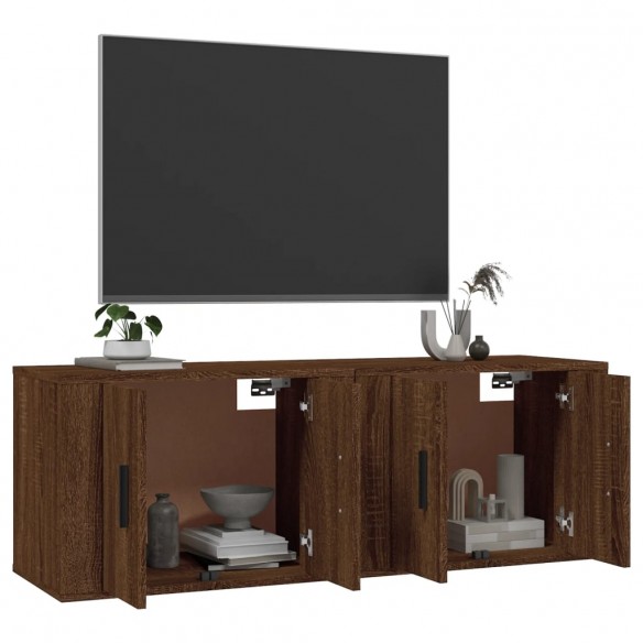 Meubles TV muraux 2 pcs chêne marron 57x34,5x40 cm