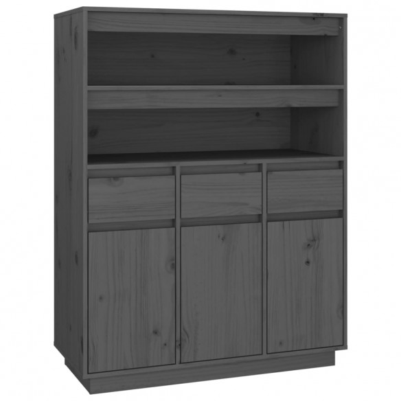 Buffet haut Gris 89x40x116,5 cm Bois massif de pin