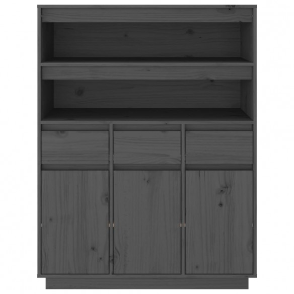 Buffet haut Gris 89x40x116,5 cm Bois massif de pin