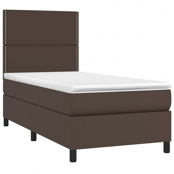 Cadre de lit avec matelas et LED Marron 90x200 cm