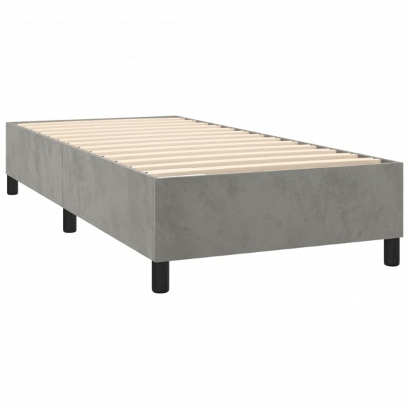 Cadre de lit et matelas Gris clair 100x200cm Velours