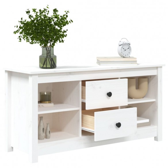 Meuble TV Blanc 103x36,5x52 cm Bois de pin massif