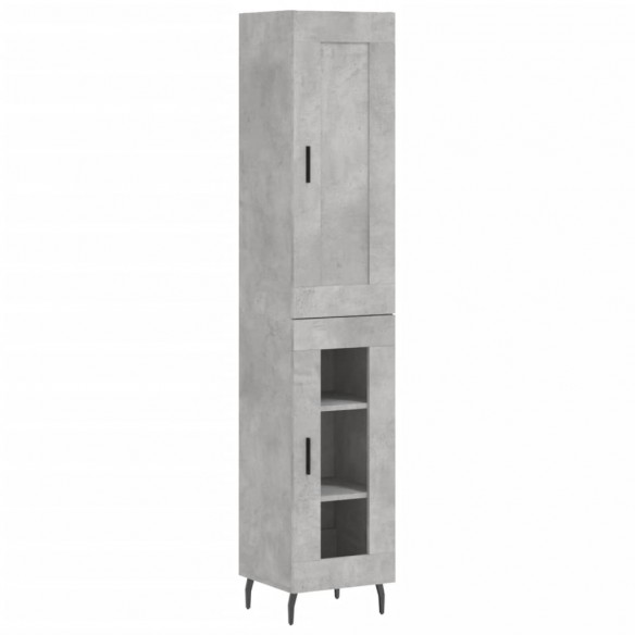 Buffet haut Gris béton 34,5x34x180 cm Bois d'ingénierie