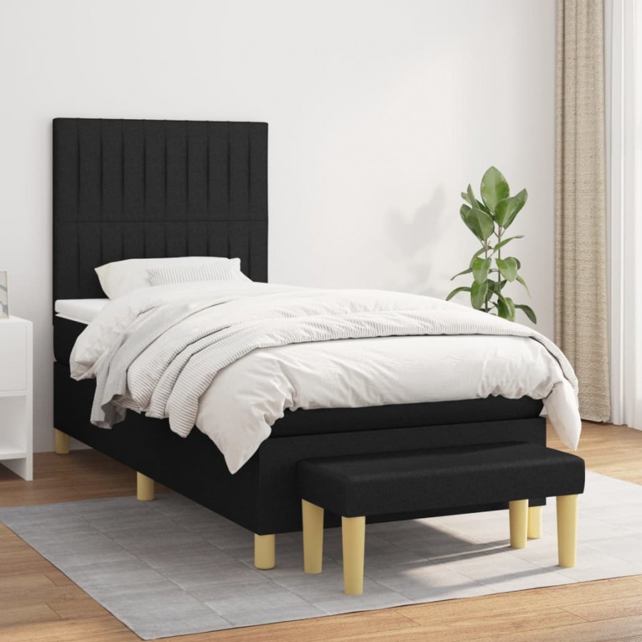 Cadre de lit avec matelas Noir 100x200 cm Tissu