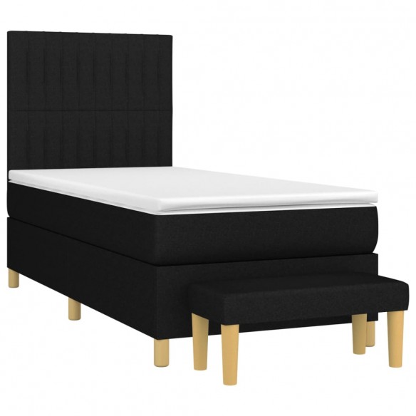 Cadre de lit avec matelas Noir 100x200 cm Tissu