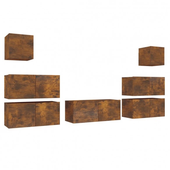 Ensemble de meubles TV 7 pcs Chêne fumé Bois d'ingénierie