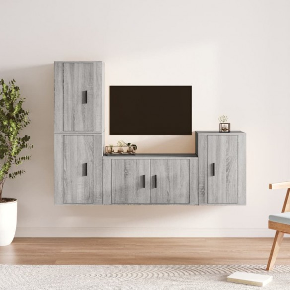 Ensemble de meubles TV 4 pcs Sonoma gris Bois d'ingénierie