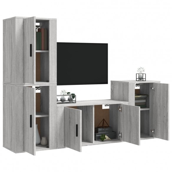 Ensemble de meubles TV 4 pcs Sonoma gris Bois d'ingénierie