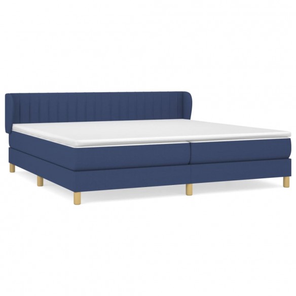 Cadre de lit avec matelas Bleu 200x200 cm Tissu