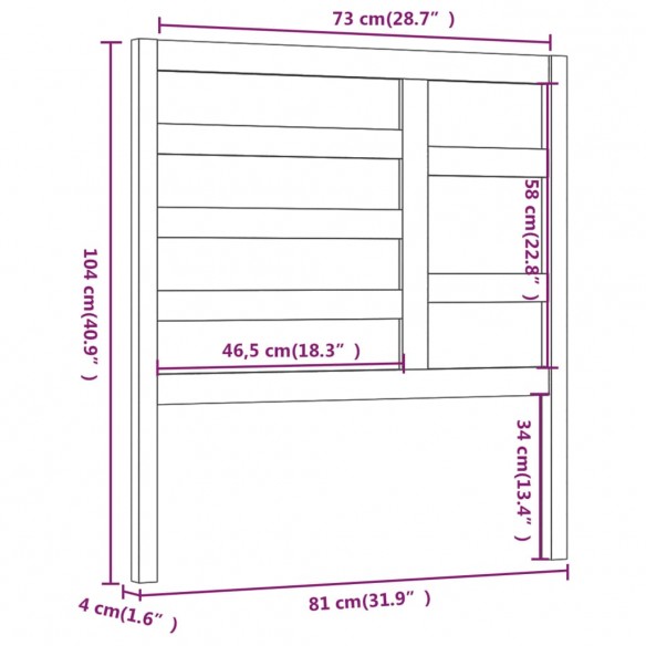 Tête de lit Marron miel 81x4x104 cm Bois massif de pin