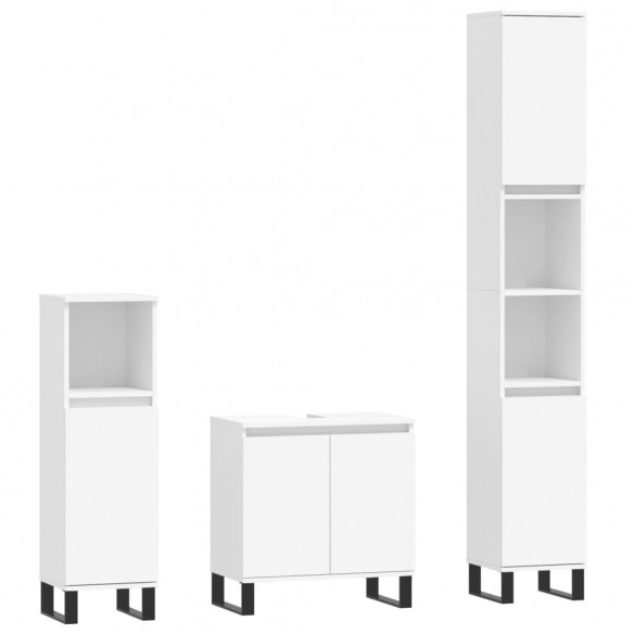 Ensemble de meubles salle de bain 3 pcs blanc bois d'ingénierie