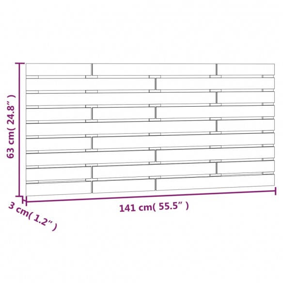 Tête de lit murale Blanc 141x3x63 cm Bois massif de pin