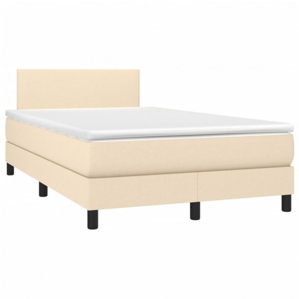 Cadre de lit avec matelas LED Crème 120x200 cm Tissu