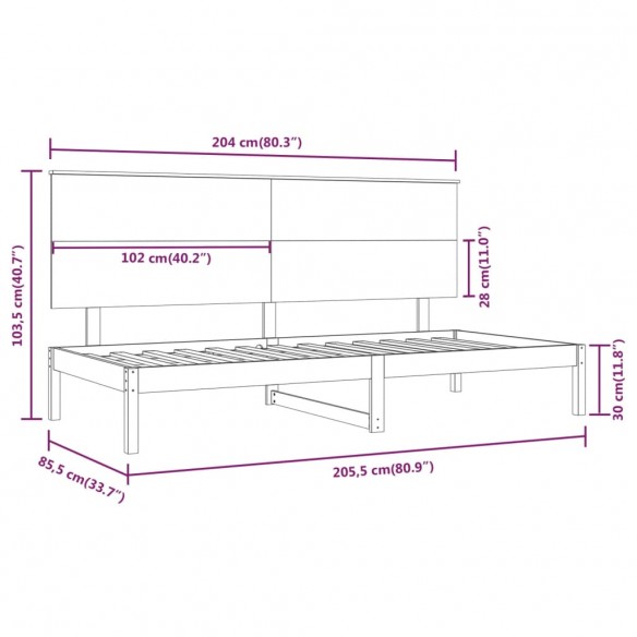 Lit de jour Blanc 80x200 cm Bois de pin massif