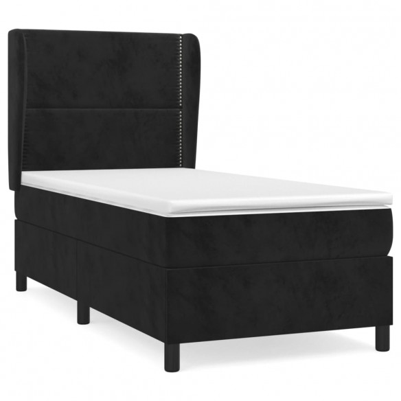 Cadre de lit avec matelas Noir 100x200 cm Velours