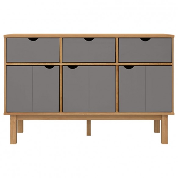 Buffet OTTA Marron et gris 114x43x73,5 cm Bois massif pin