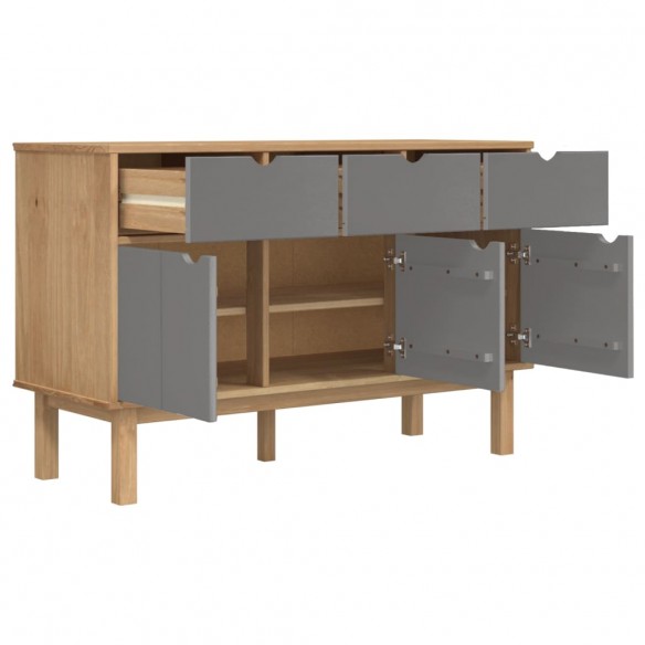 Buffet OTTA Marron et gris 114x43x73,5 cm Bois massif pin