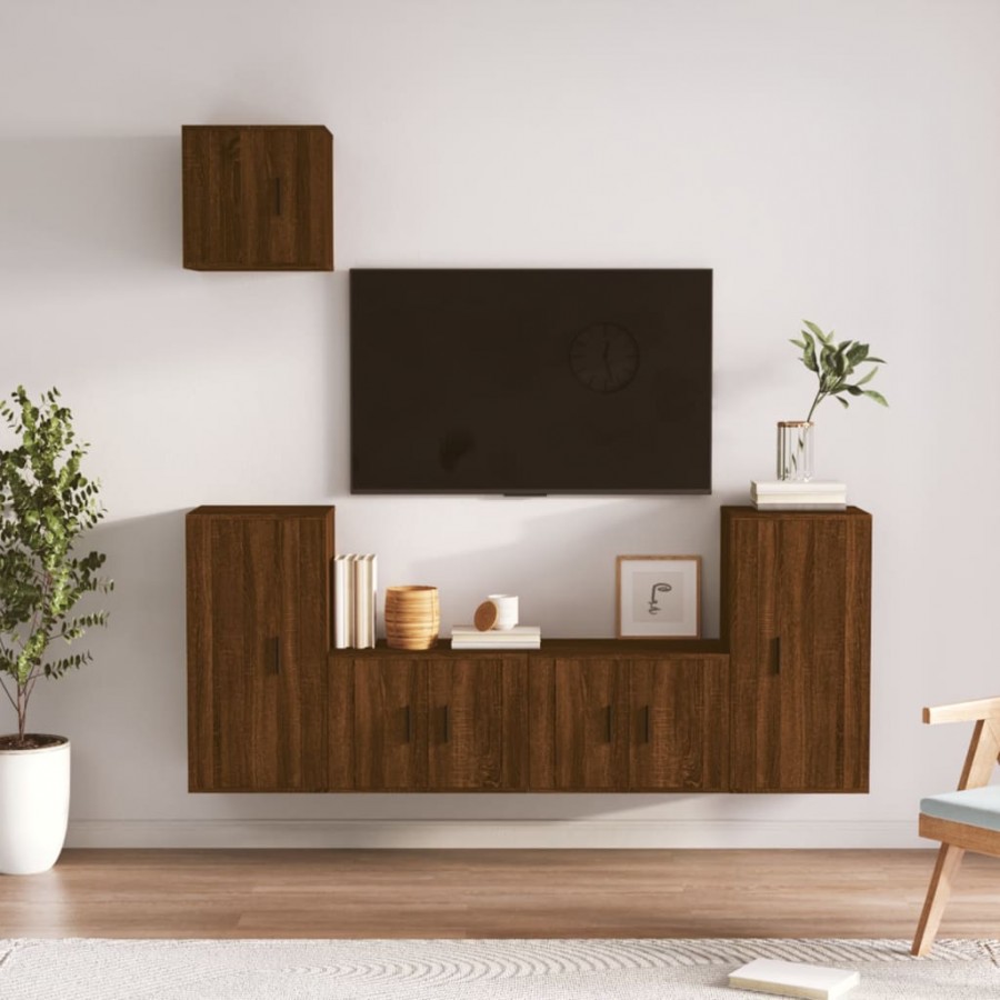 Ensemble de meubles TV 5 pcs Chêne marron Bois d'ingénierie