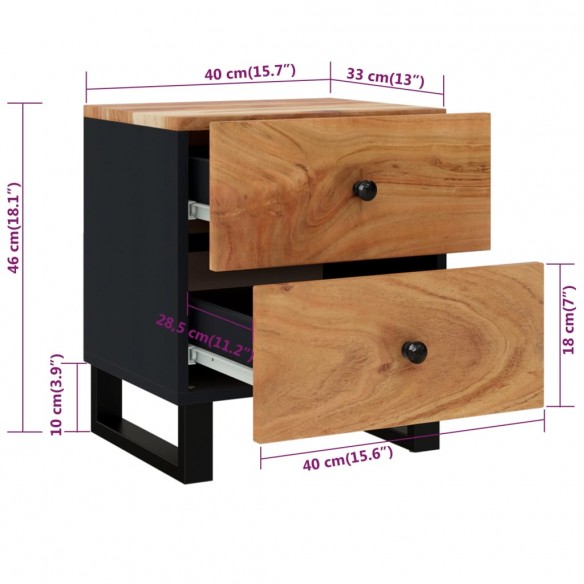 Table de chevet 40x33x46 cm Bois d'acacia massif