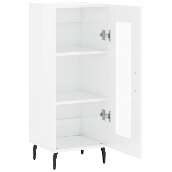 Buffet Blanc brillant 34,5x34x90 cm Bois d'ingénierie