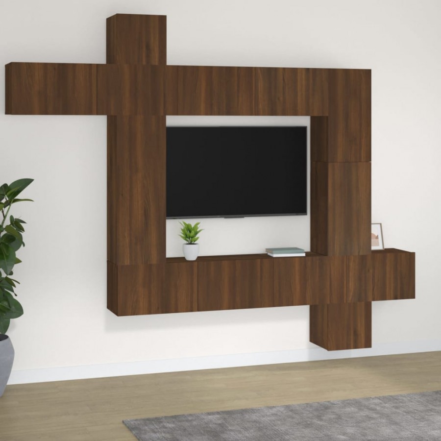 Ensemble de meubles TV 9 pcs Chêne marron Bois d'ingénierie