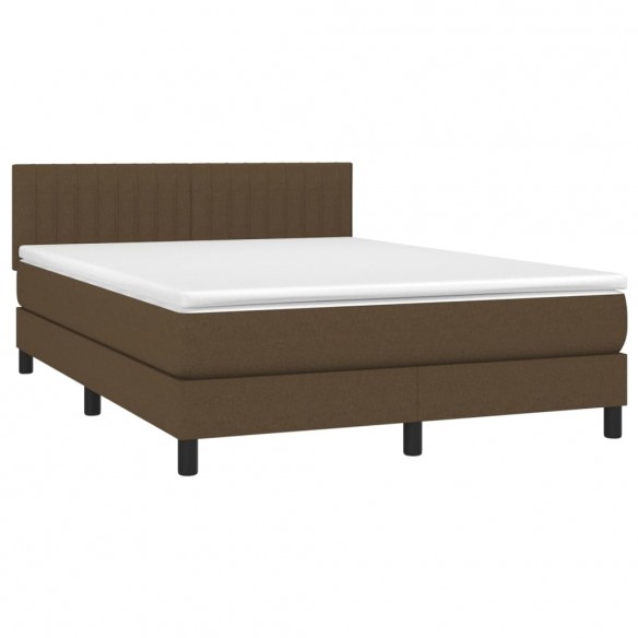 Cadre de lit matelas et LED Marron foncé 140x200 cm