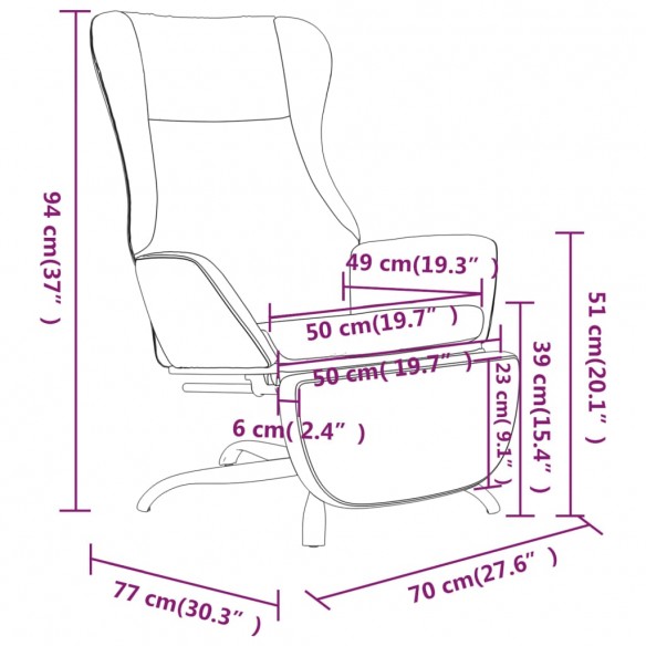 Chaise de relaxation et repose-pied Marron brillant Similicuir