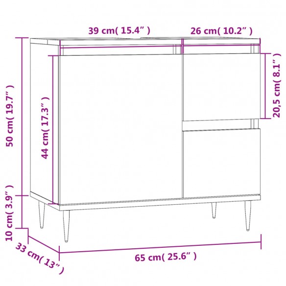 Armoire salle de bain chêne sonoma 65x33x60 cm