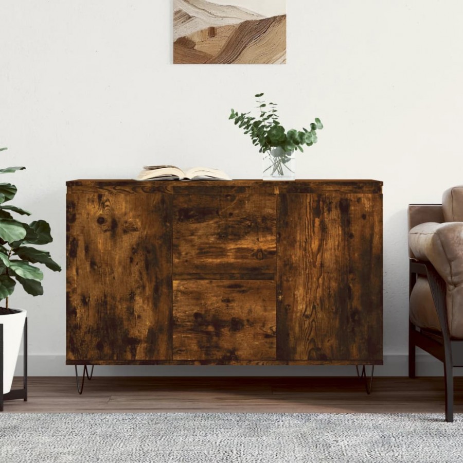 Buffet chêne fumé 104x35x70 cm bois d'ingénierie