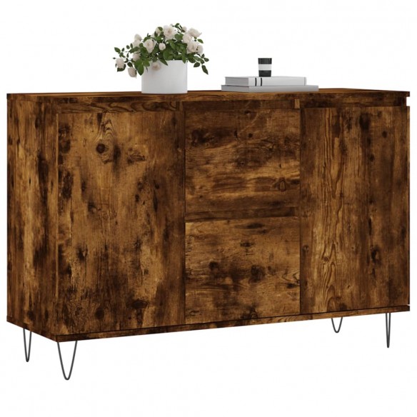 Buffet chêne fumé 104x35x70 cm bois d'ingénierie