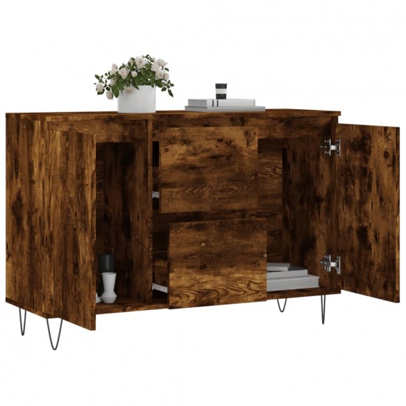 Buffet chêne fumé 104x35x70 cm bois d'ingénierie