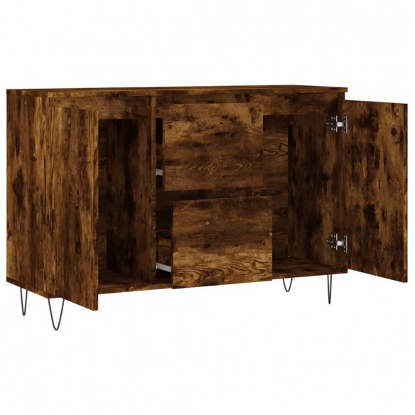 Buffet chêne fumé 104x35x70 cm bois d'ingénierie