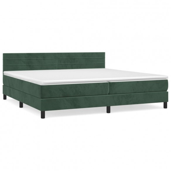 Cadre de lit et matelas Vert foncé 200x200cm Velours