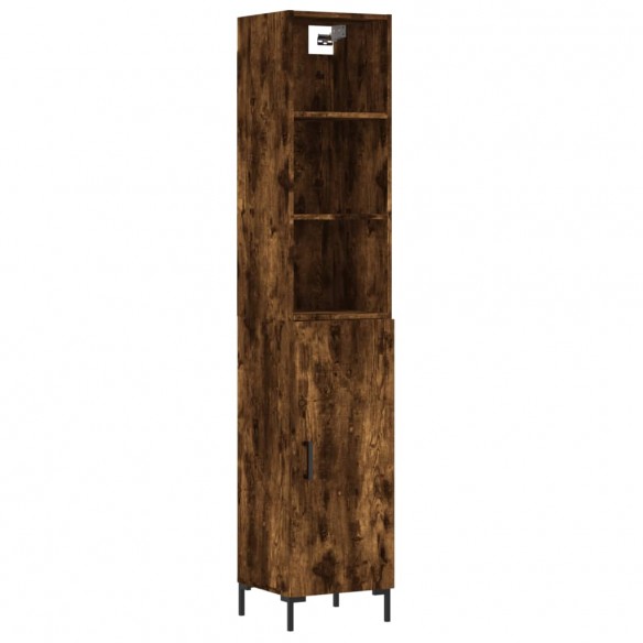 Buffet haut Chêne fumé 34,5x34x180 cm Bois d'ingénierie