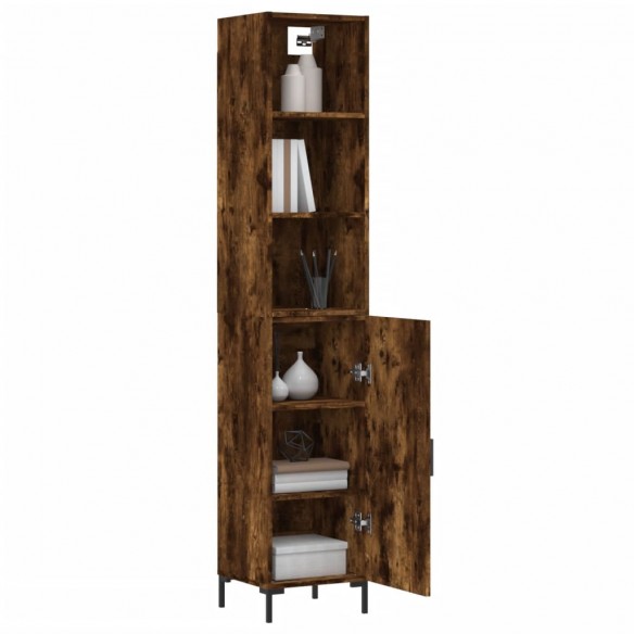 Buffet haut Chêne fumé 34,5x34x180 cm Bois d'ingénierie