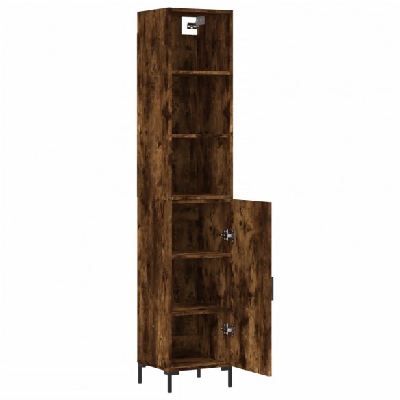 Buffet haut Chêne fumé 34,5x34x180 cm Bois d'ingénierie