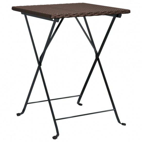 Table de bistrot pliante Marron 55x54x71 cm Résine tressée