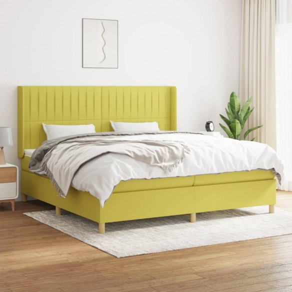 Cadre de lit avec matelas Vert 200x200 cm Tissu