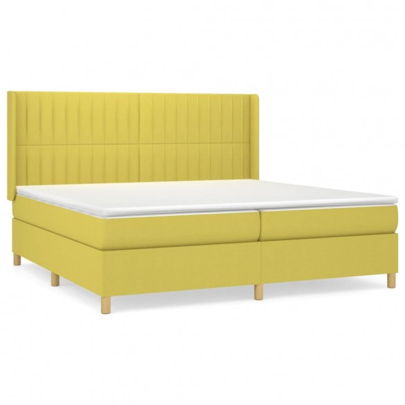 Cadre de lit avec matelas Vert 200x200 cm Tissu