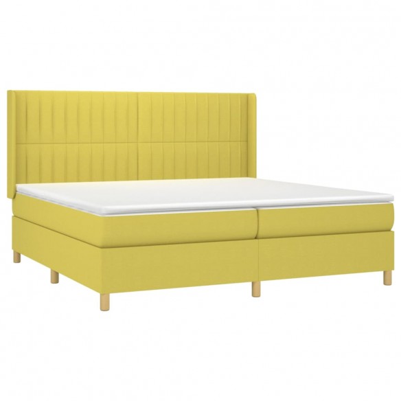 Cadre de lit avec matelas Vert 200x200 cm Tissu