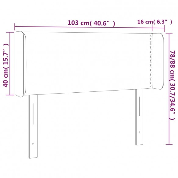 Tête de lit à LED Crème 103x16x78/88 cm Tissu