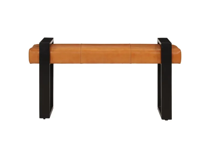 Banc Noir et marron 110 cm Cuir de chèvre véritable
