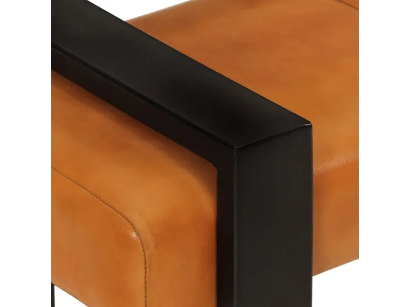 Banc Noir et marron 110 cm Cuir de chèvre véritable