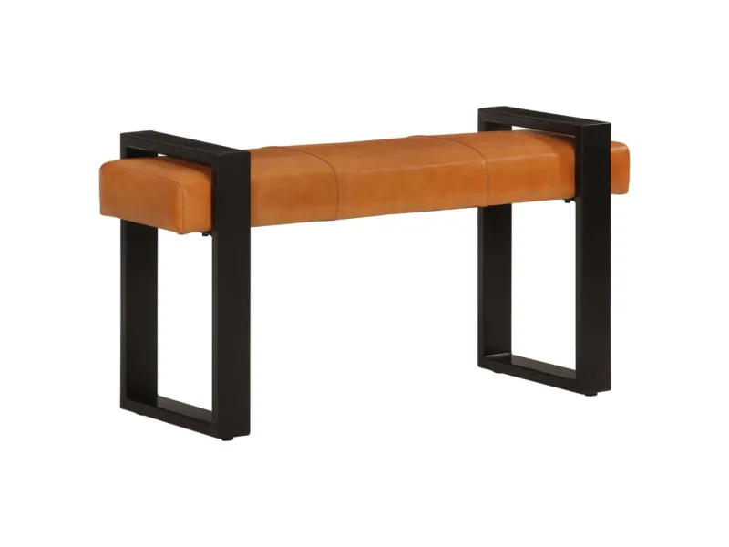 Banc Noir et marron 110 cm Cuir de chèvre véritable