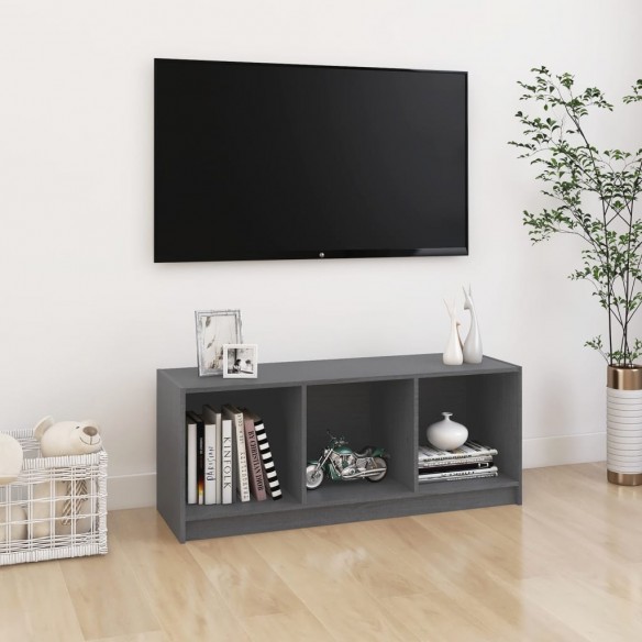 Meuble TV Gris 104x33x41 cm Bois de pin massif