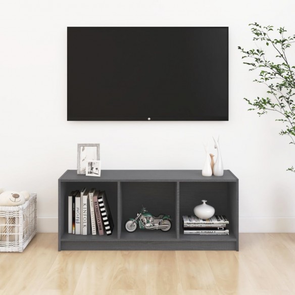 Meuble TV Gris 104x33x41 cm Bois de pin massif