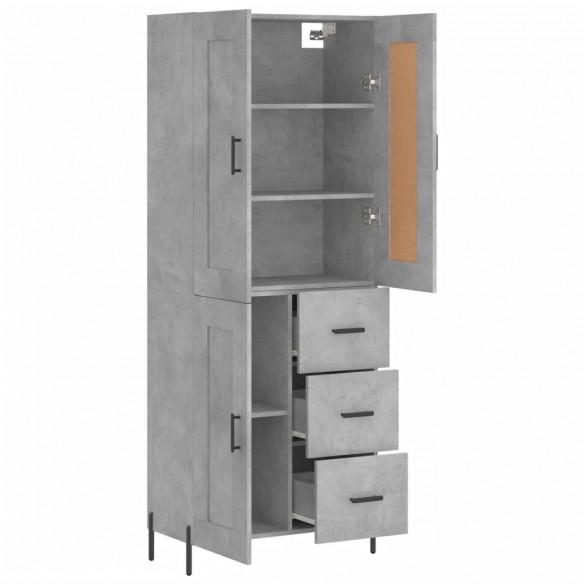 Buffet haut Gris béton 69,5x34x180 cm Bois d'ingénierie